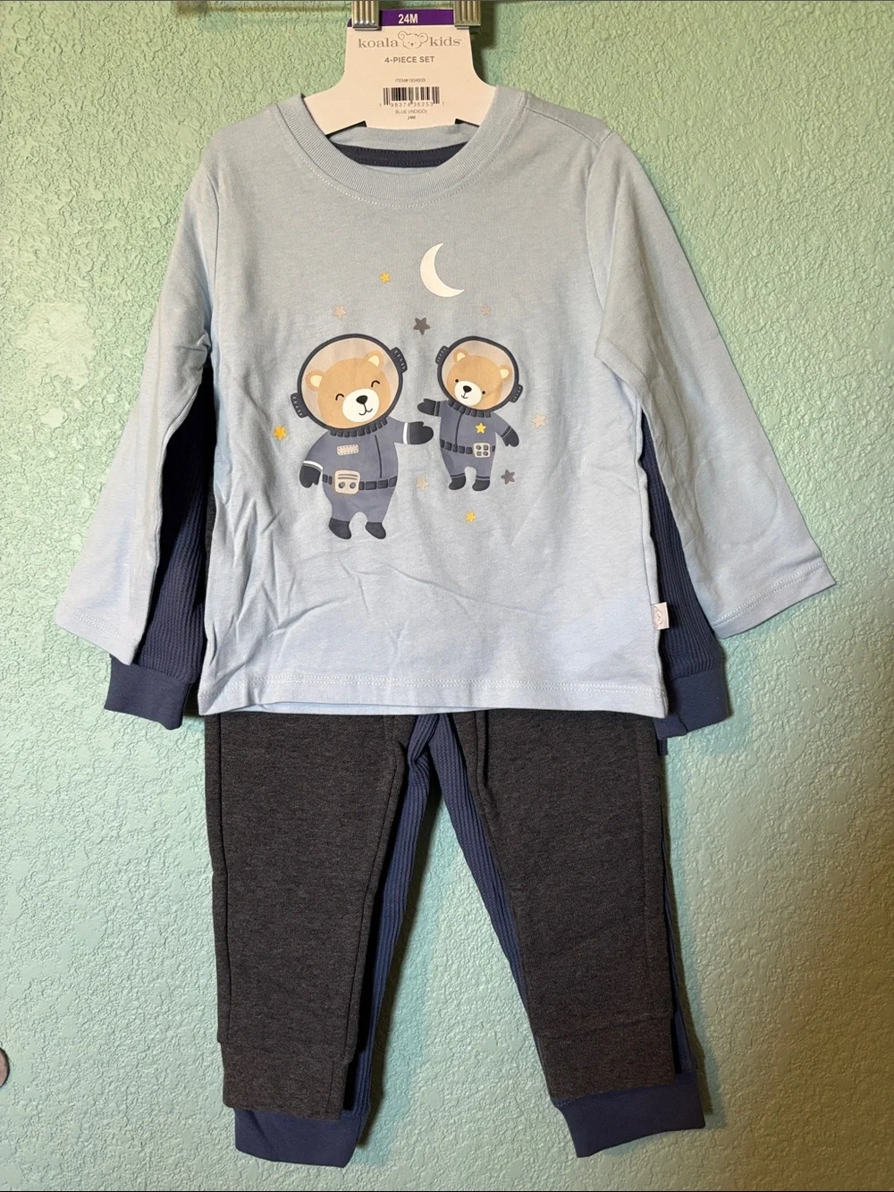 Koala Kids Baby Navy Moon & Stars 4 Piece Set, 24 mos - NWT
